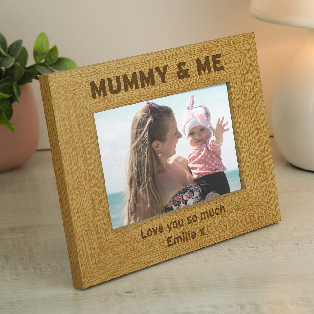 Personalised Oak Finish 6x4 Mummy & Me Photo Frame - Buy Photo Frames, Albums and Guestbooks at GiftMasters.co.uk