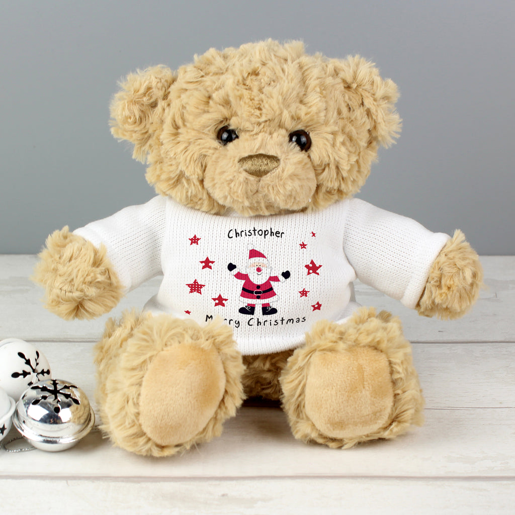 Personalised Spotty Santa Teddy Bear - Buy Plush at GiftMasters.co.uk