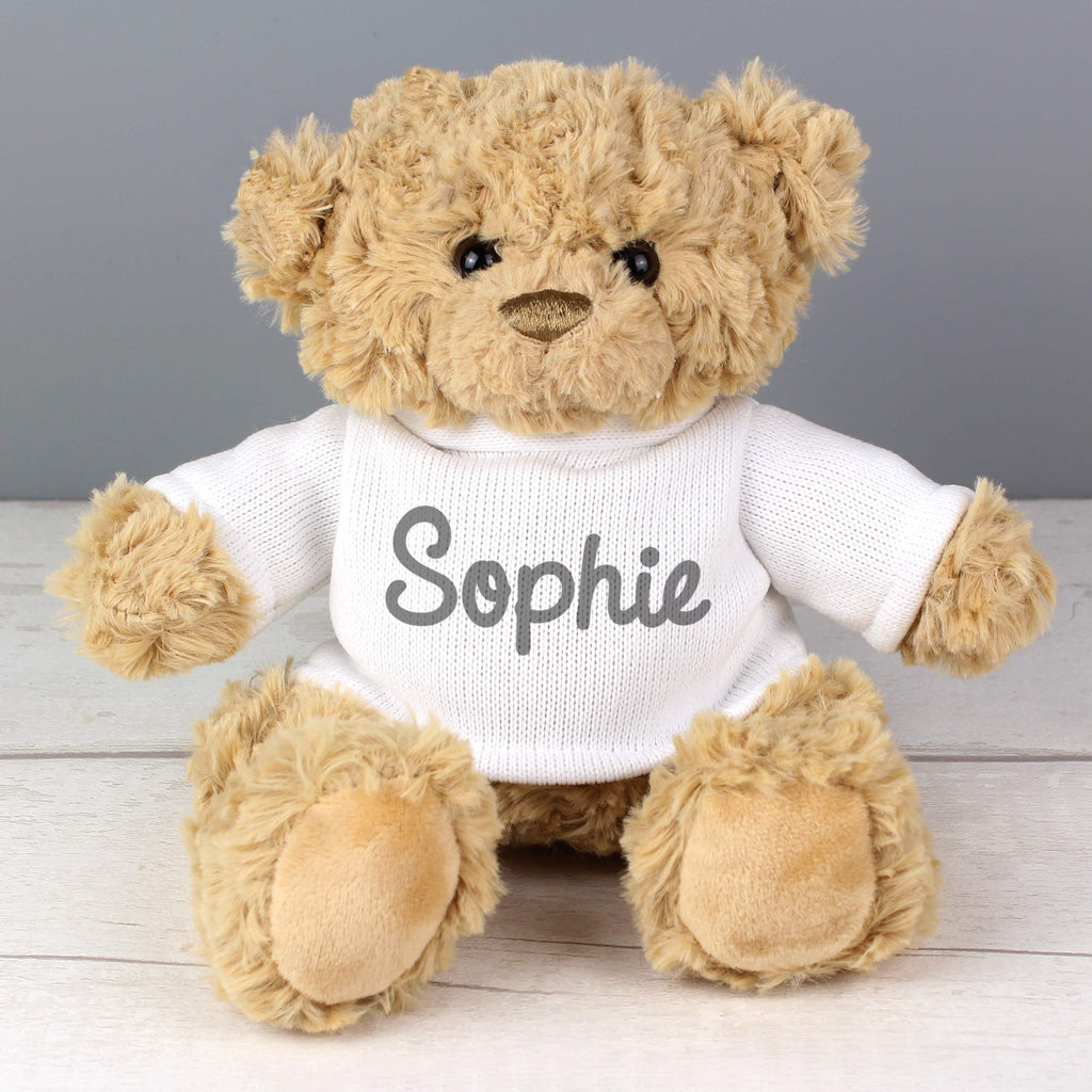 Personalised Name Only Teddy Bear  - Grey - Buy Plush at GiftMasters.co.uk