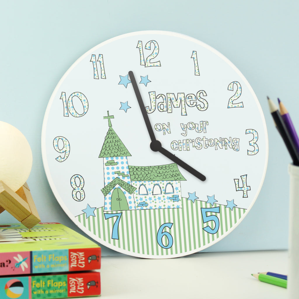 Personalised Church Boys Christening Clock - Buy Clocks & Watches at GiftMasters.co.uk