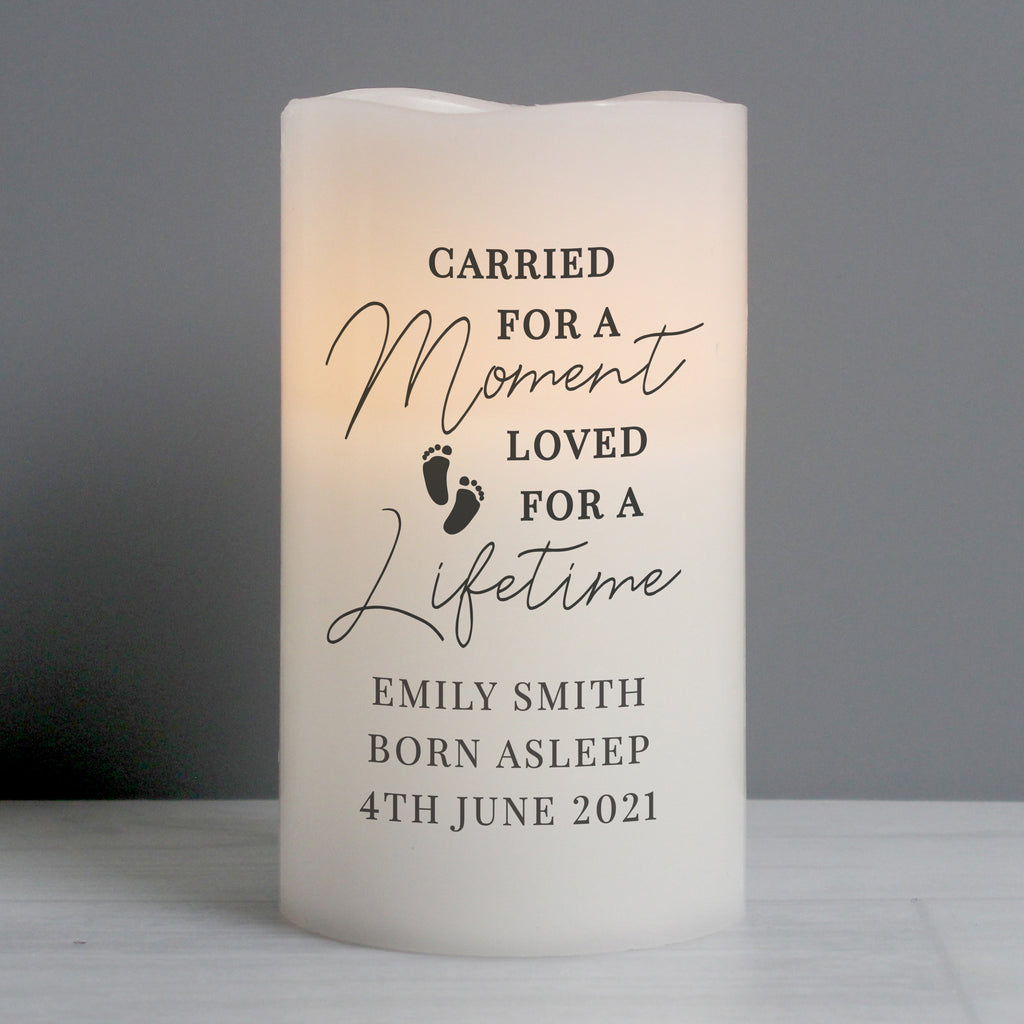Personalised Carried For A Moment Led Candle - Buy LED Lights, Candles & Decorations at GiftMasters.co.uk