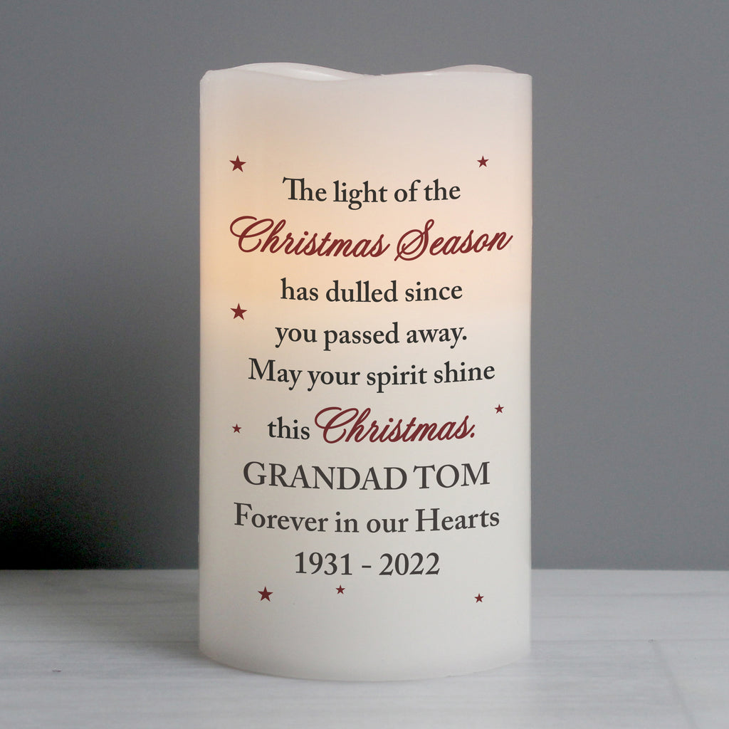 Personalised Christmas Season Memorial LED Candle - Buy LED Lights, Candles & Decorations at GiftMasters.co.uk