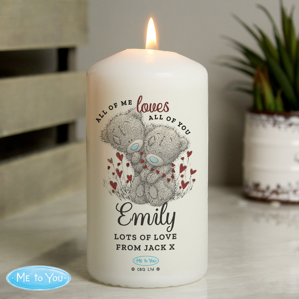 Personalised Me to You Valentine Pillar Candle - Buy Licensed Products at GiftMasters.co.uk