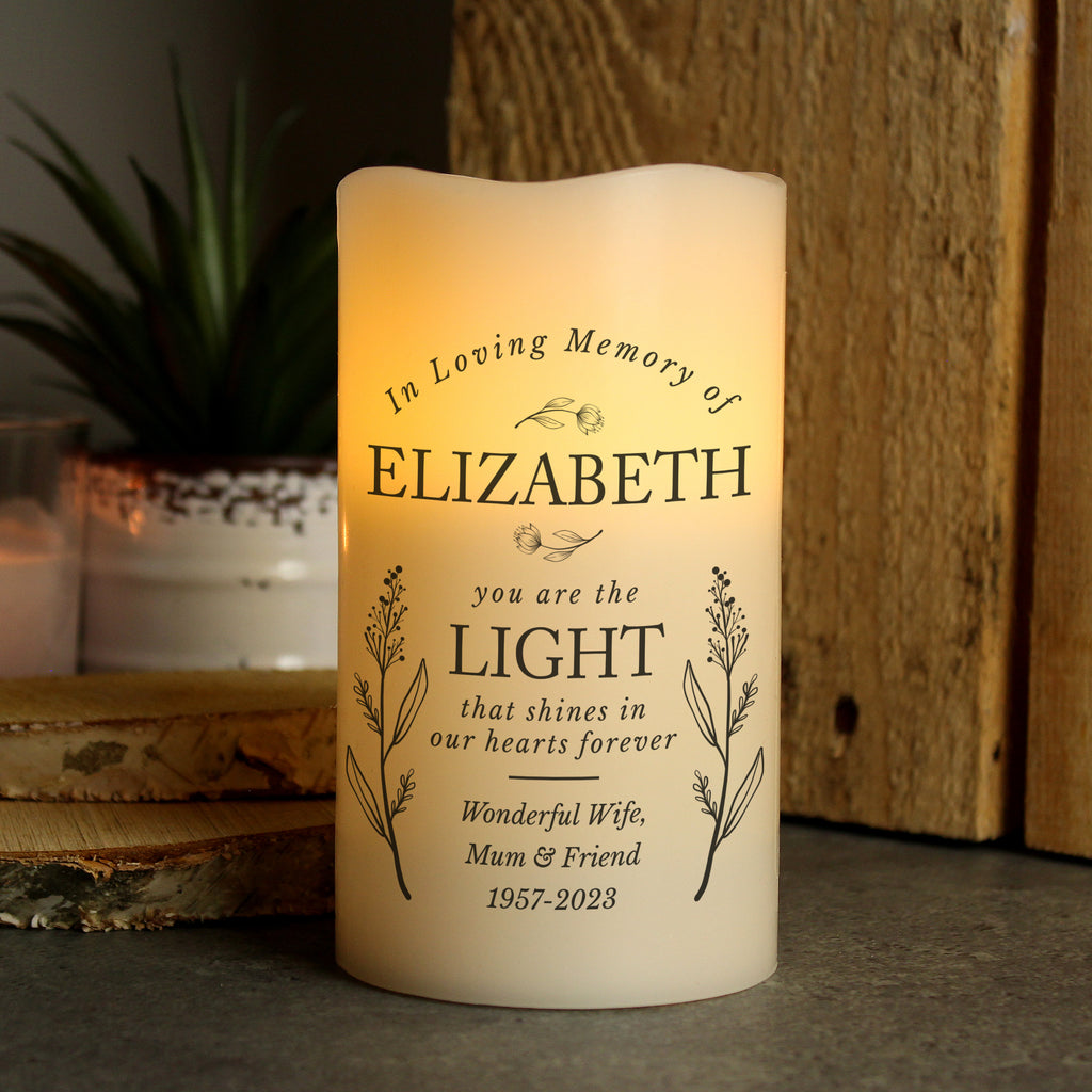 Personalised In Loving Memory LED Candle - Buy Memorials at GiftMasters.co.uk