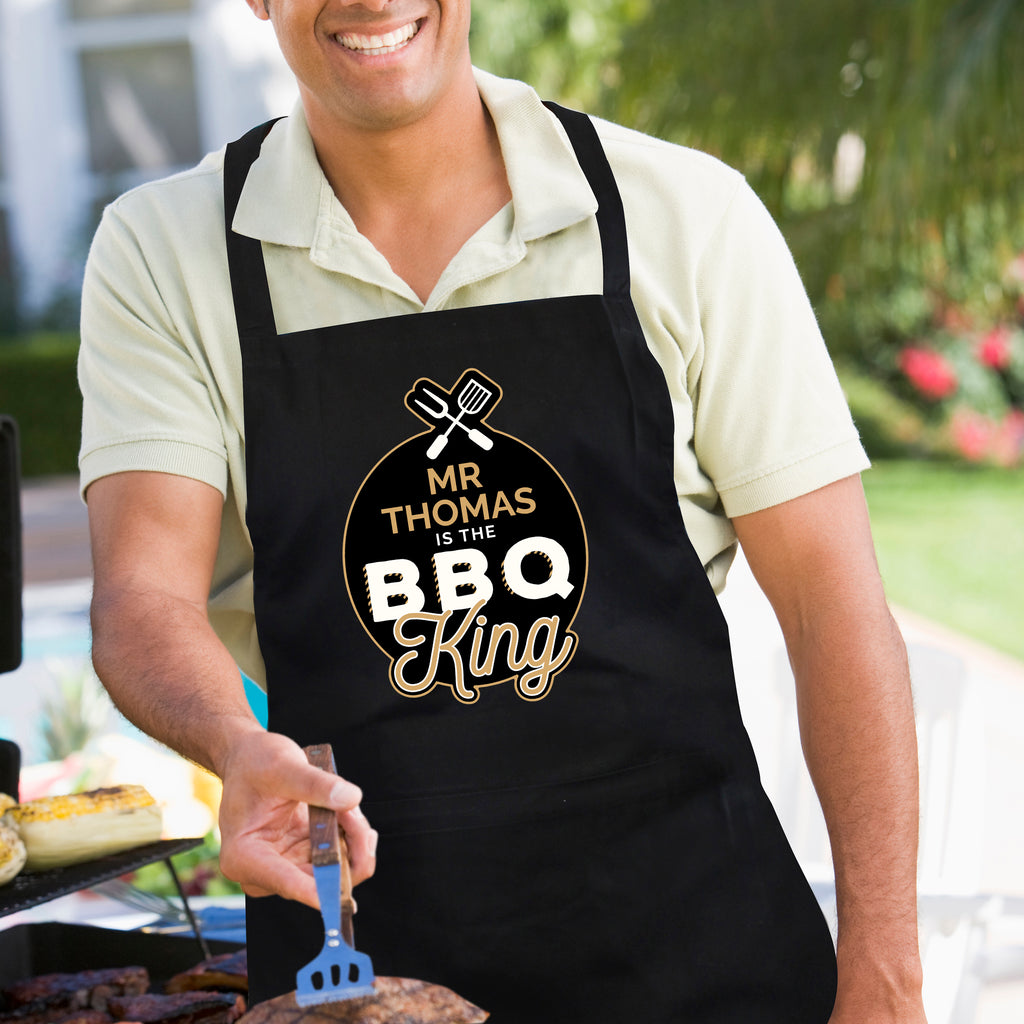 Personalised BBQ King Black Apron - Buy Textiles at GiftMasters.co.uk