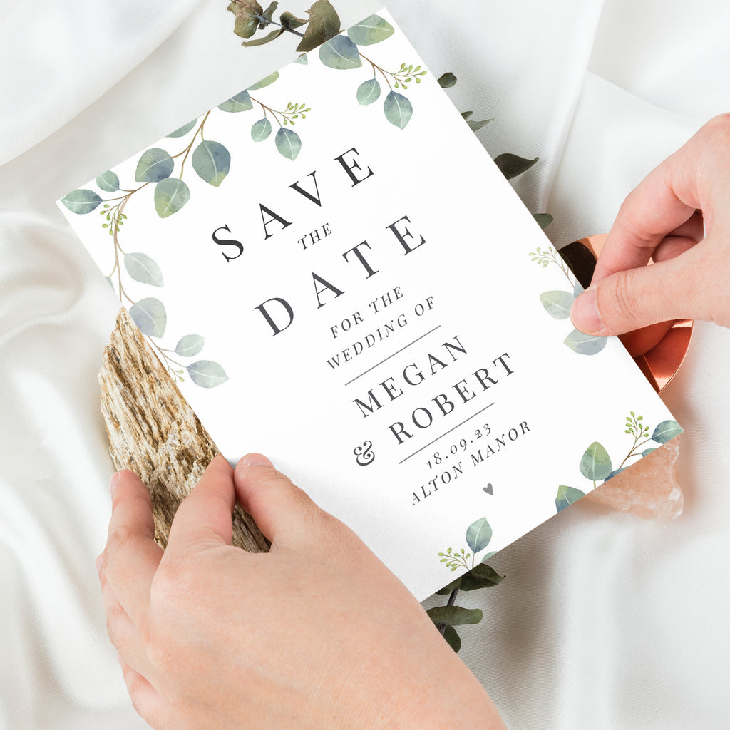 Personalised Botanical Wedding Save the Dates Pack of 36 - Buy Stationery & Pens at GiftMasters.co.uk