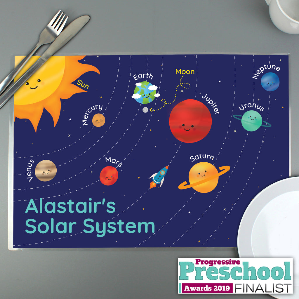 Personalised Solar Space System Placemat - Buy Mealtime Essentials at GiftMasters.co.uk