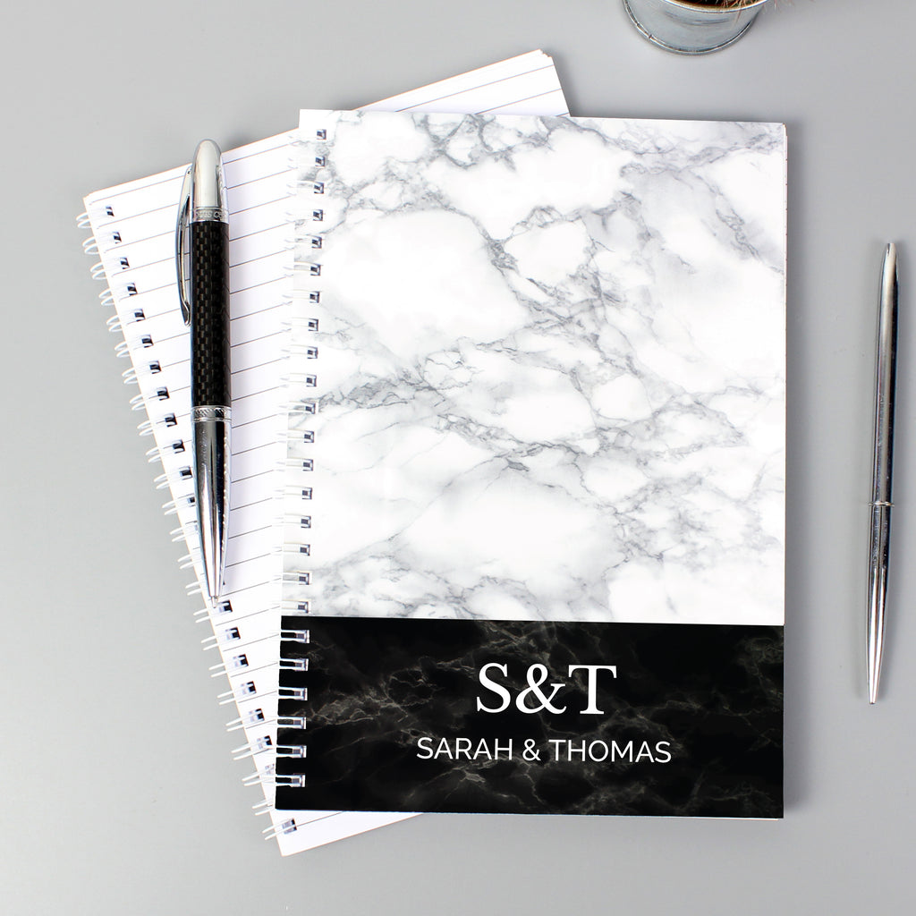 Personalised Marble Effect A5 Notebook - Buy Stationery & Pens at GiftMasters.co.uk