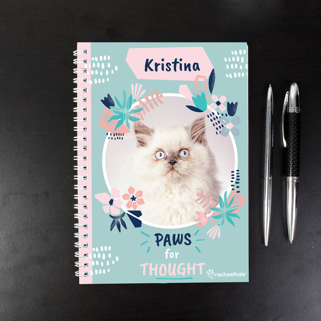 Personalised Rachael Hale 'Paws for Thought' Cat A5 Notebook - Buy Stationery & Pens at GiftMasters.co.uk