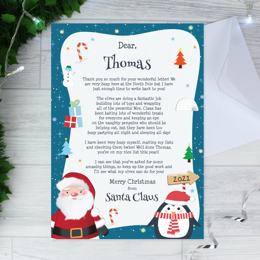 Personalised Christmas Penguin Letter - Buy Greetings Cards at GiftMasters.co.uk