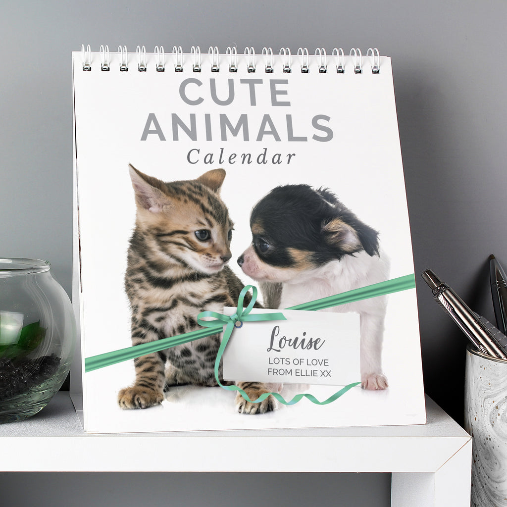 Personalised Cute Animals Desk Calendar - Buy Stationery & Pens at GiftMasters.co.uk