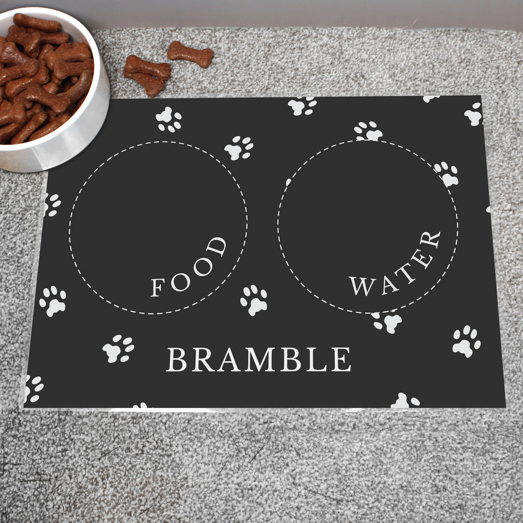 Personalised Black Pet Bowl Mat - Buy Mealtime Essentials at GiftMasters.co.uk