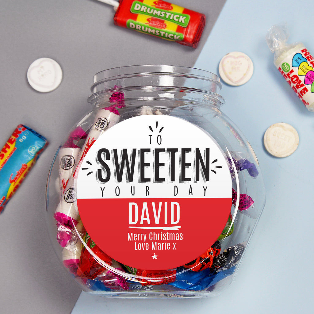 Personalised To Sweeten Your Day Sweet Jar - Buy Confectionery at GiftMasters.co.uk