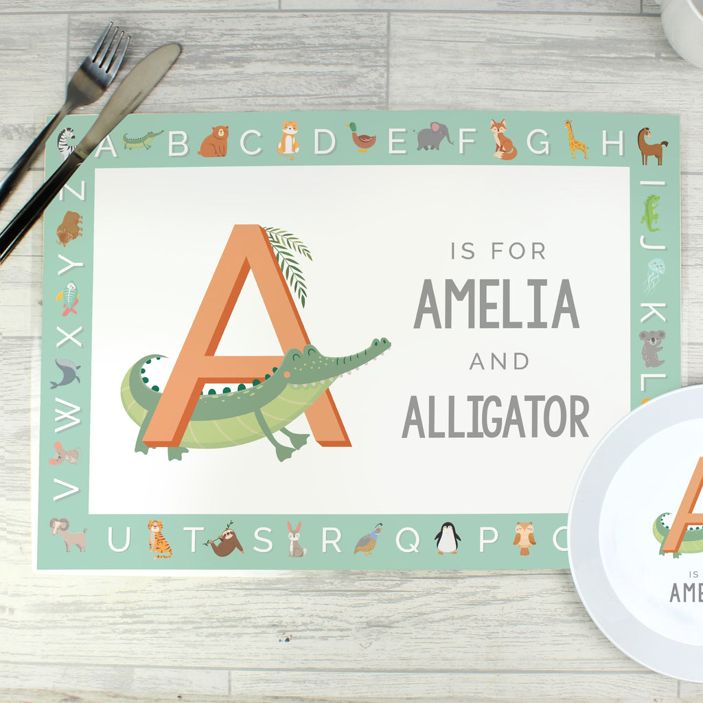 Personalised Animal Alphabet Placemat - Buy Mealtime Essentials at GiftMasters.co.uk
