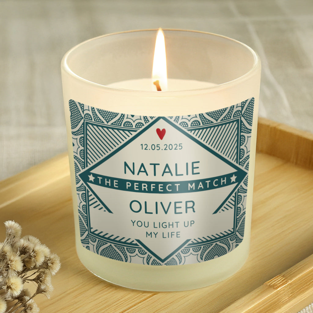 Personalised The Perfect Match Scented Jar Candle - Buy Candles & Reed Diffusers at GiftMasters.co.uk