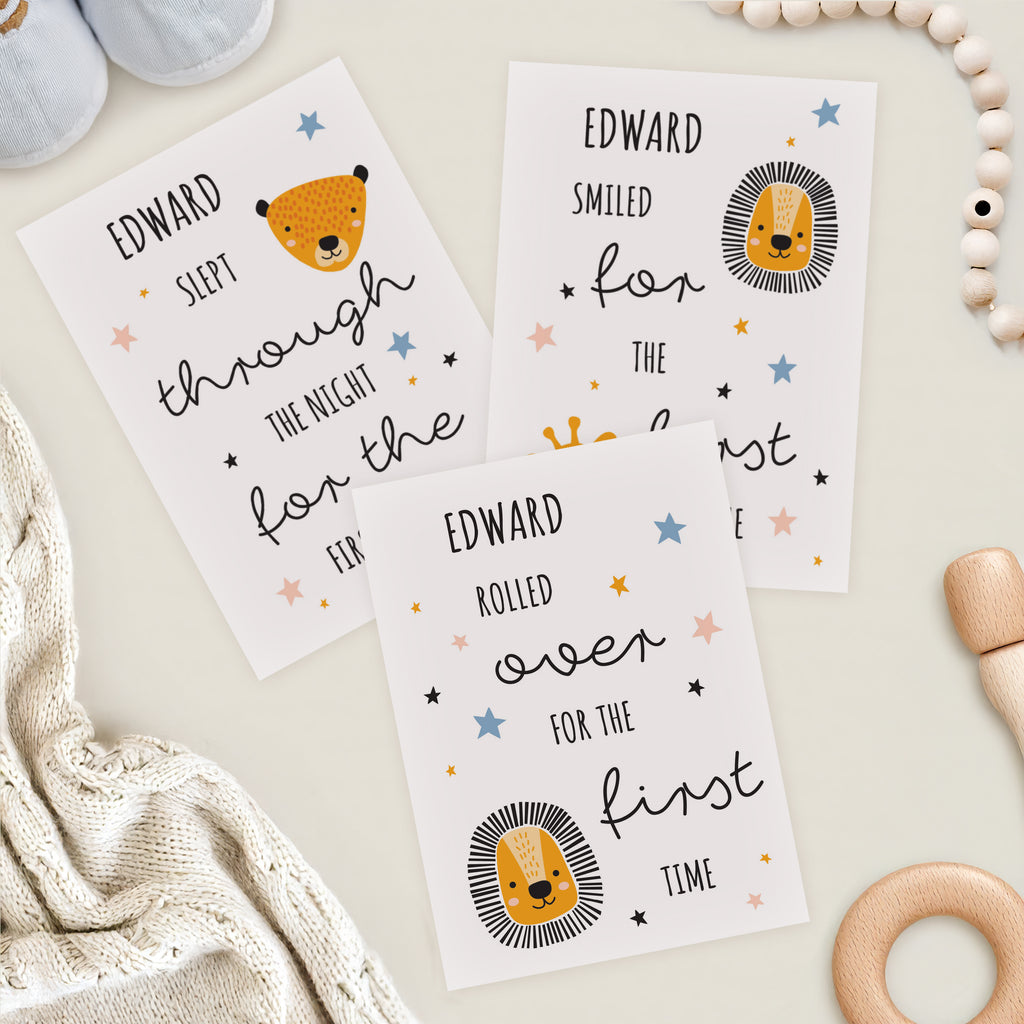 Personalised Animals Baby Milestone Cards - Buy Keepsakes at GiftMasters.co.uk