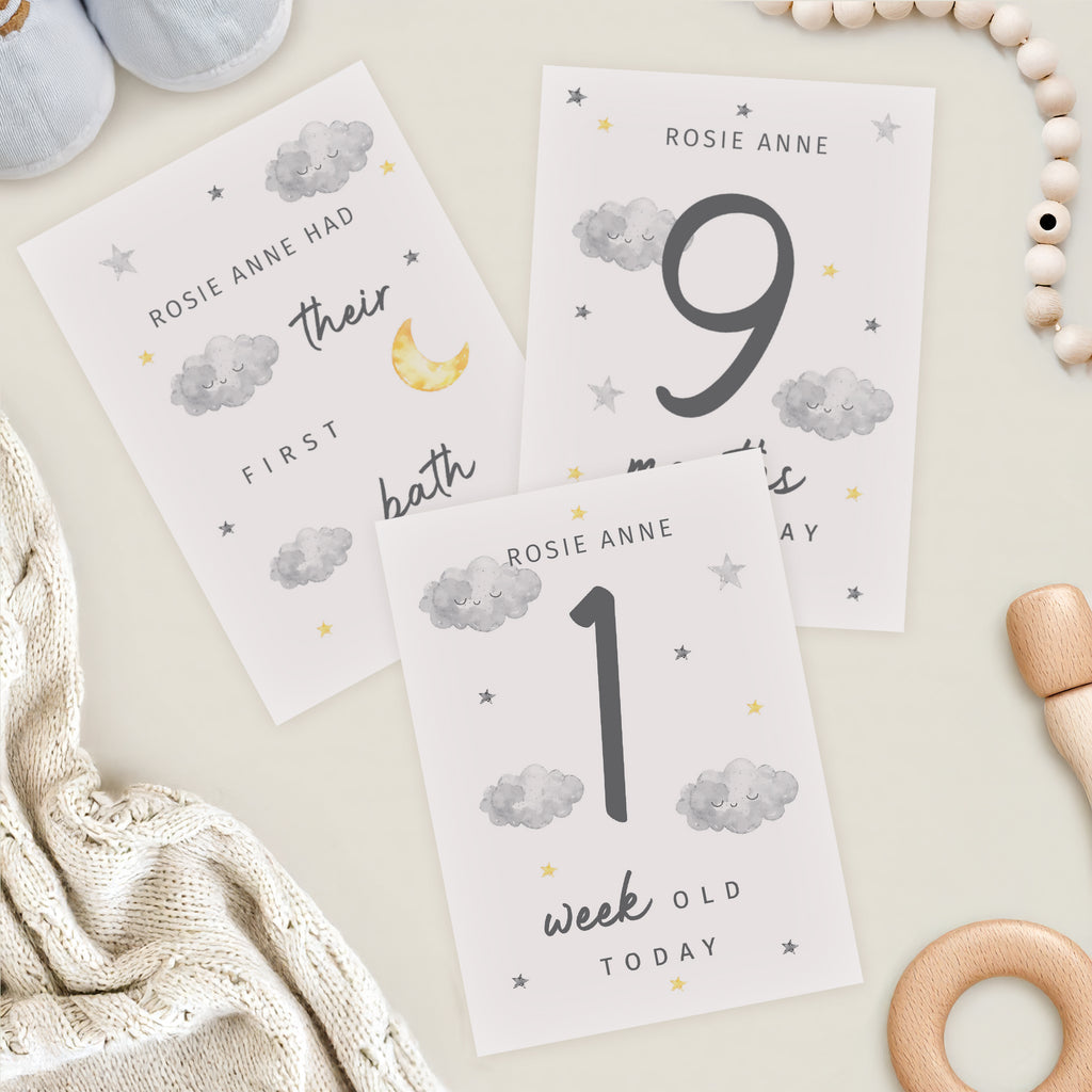 Personalised Cloud Baby Milestone Cards - Buy Keepsakes at GiftMasters.co.uk