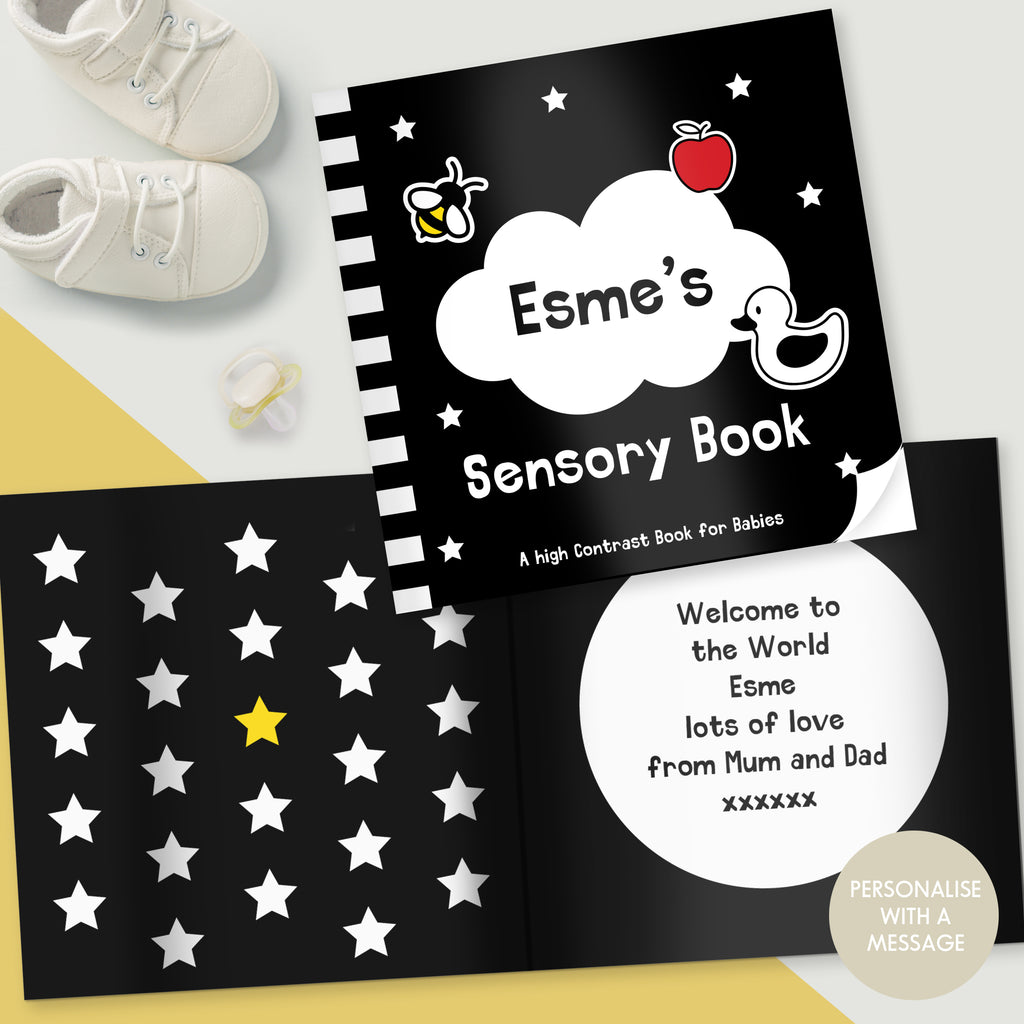 Personalised High Contrast Black and White Baby Book - Buy Books at GiftMasters.co.uk