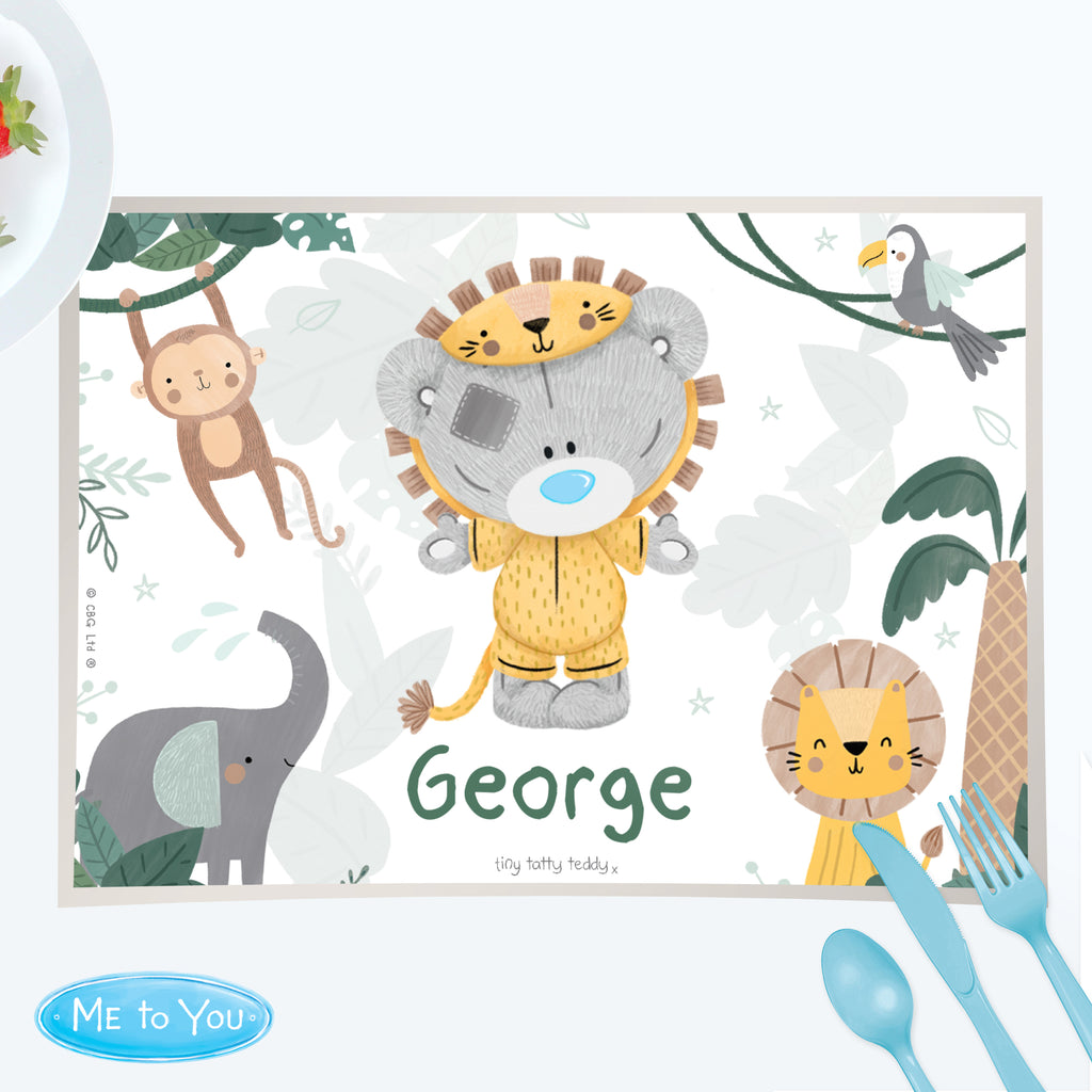 Personalised Tiny Tatty Teddy Jungle Animals Placemat - Buy Mealtime Essentials at GiftMasters.co.uk