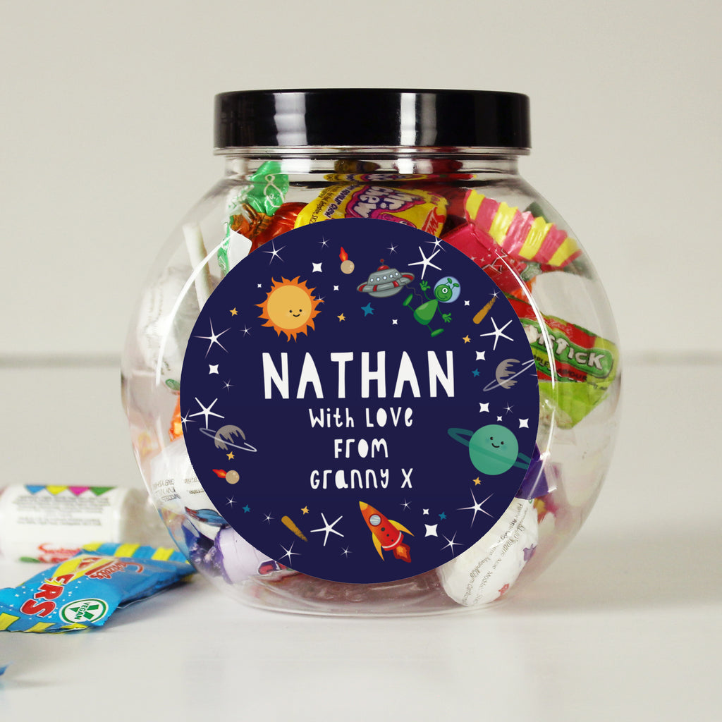 Personalised Space Sweet Jar - Buy Confectionery at GiftMasters.co.uk