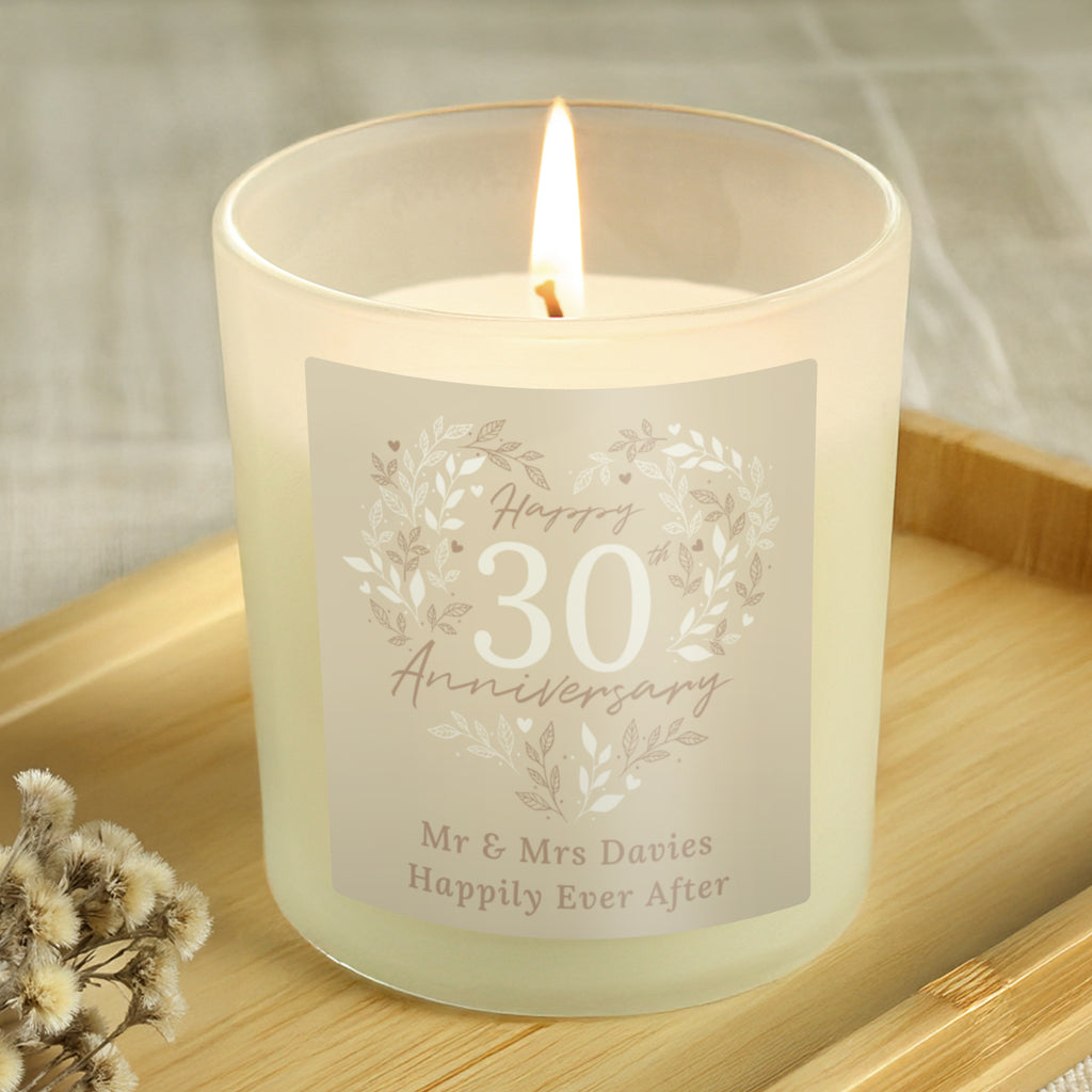 Personalised 30th Pearl Wedding Anniversary Candle Jar - Buy Candles & Reed Diffusers at GiftMasters.co.uk