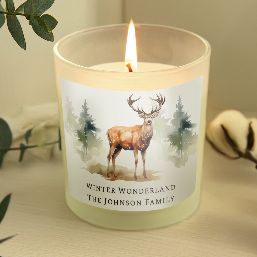 Personalised Watercolour Stag Candle Jar - Buy Candles & Reed Diffusers at GiftMasters.co.uk