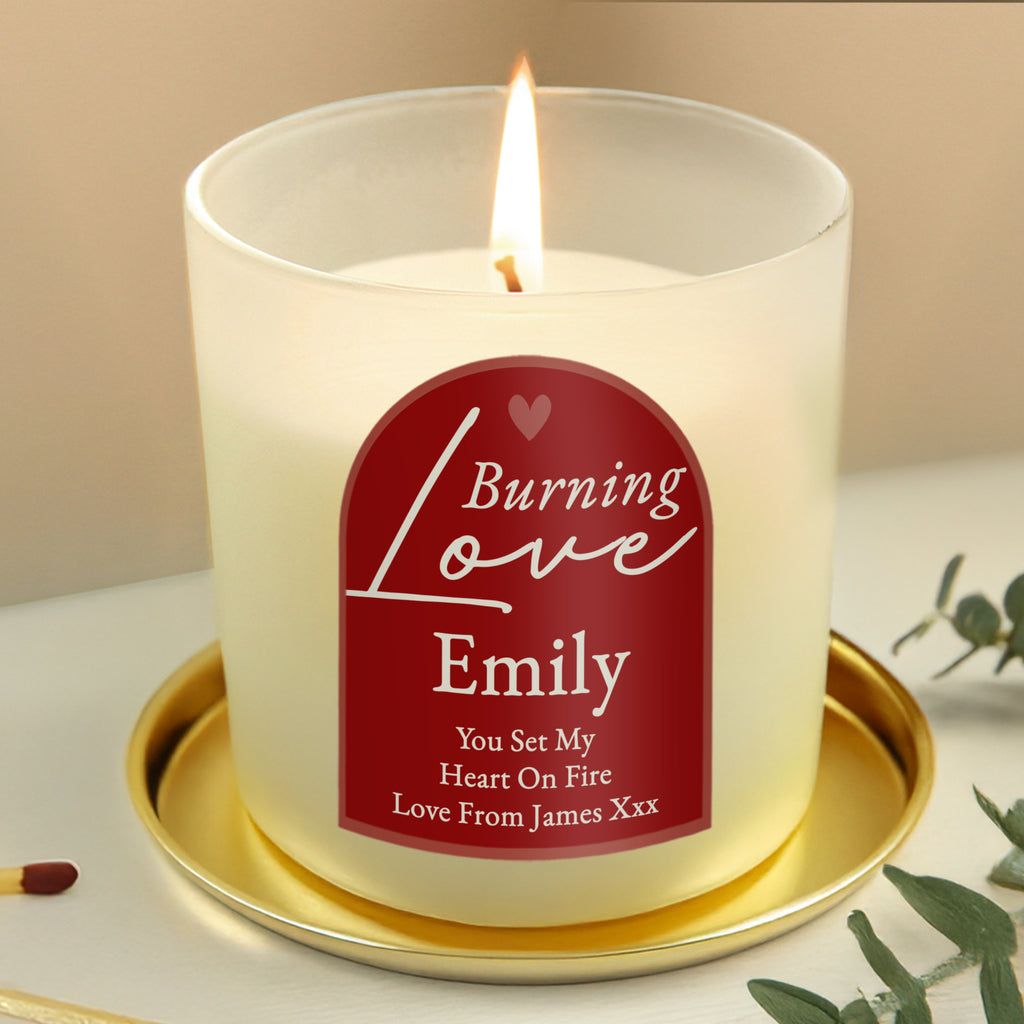 Personalised Burning Love Candle Jar - Buy Candles & Reed Diffusers at GiftMasters.co.uk