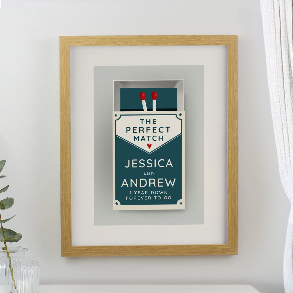 Personalised Perfect Match Oak Poster Frame - Buy Framed Prints at GiftMasters.co.uk