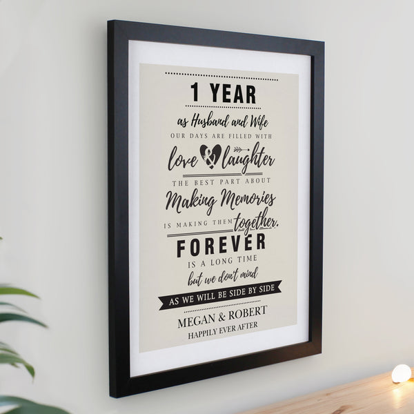 Personalised Anniversary Black Poster Frame