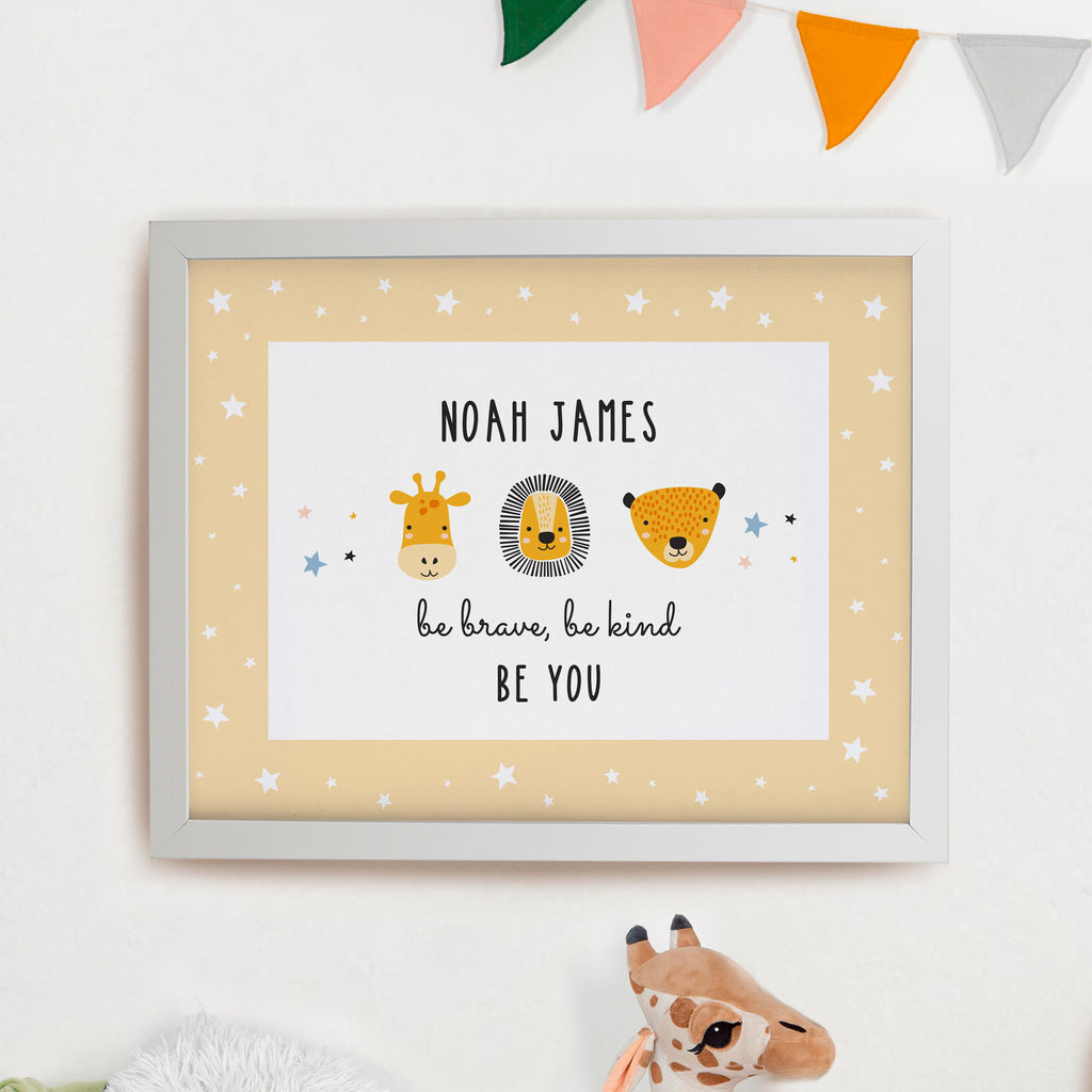 Personalised Scandi Animals White Poster Frame - Buy Framed Prints at GiftMasters.co.uk
