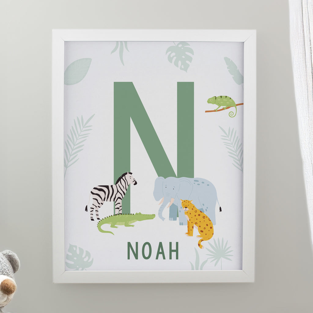 Personalised Animal Initial White Poster Frame - Buy Framed Prints at GiftMasters.co.uk