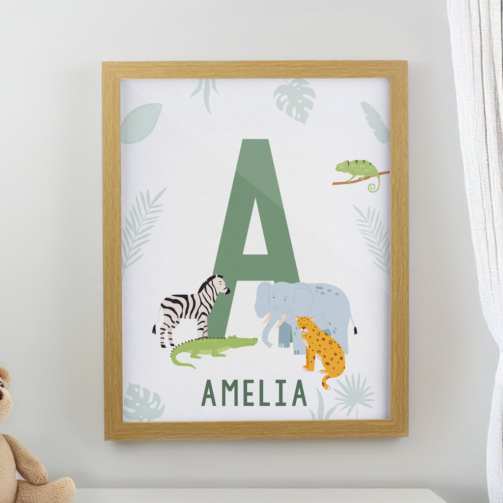 Personalised Animal Initial Oak Poster Frame - Buy Framed Prints at GiftMasters.co.uk