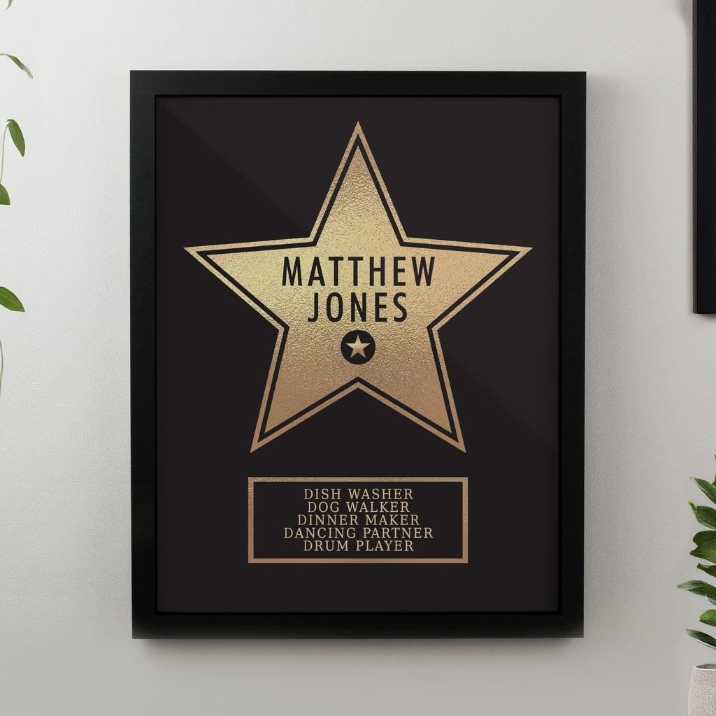 Personalised Star Award Black Poster Frame - Buy Framed Prints at GiftMasters.co.uk
