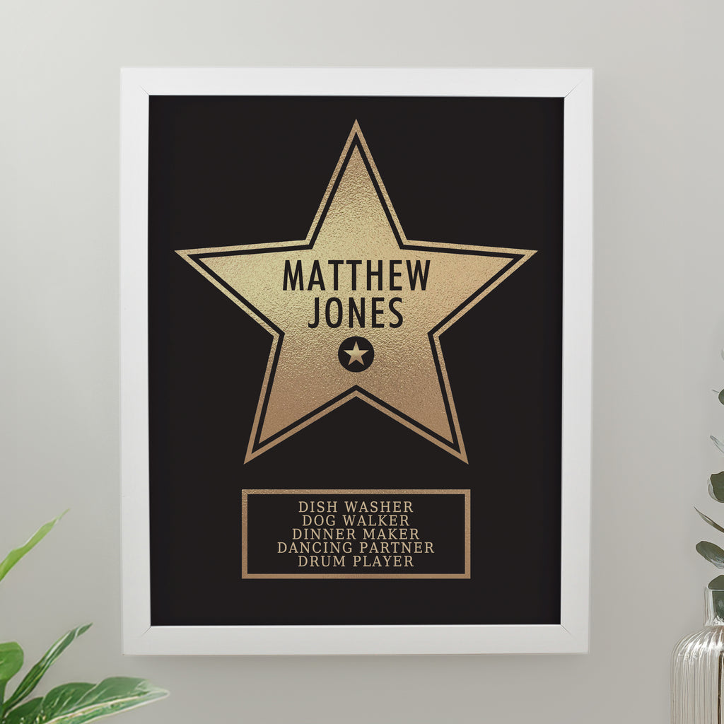 Personalised Star Award White Poster Frame - Buy Framed Prints at GiftMasters.co.uk