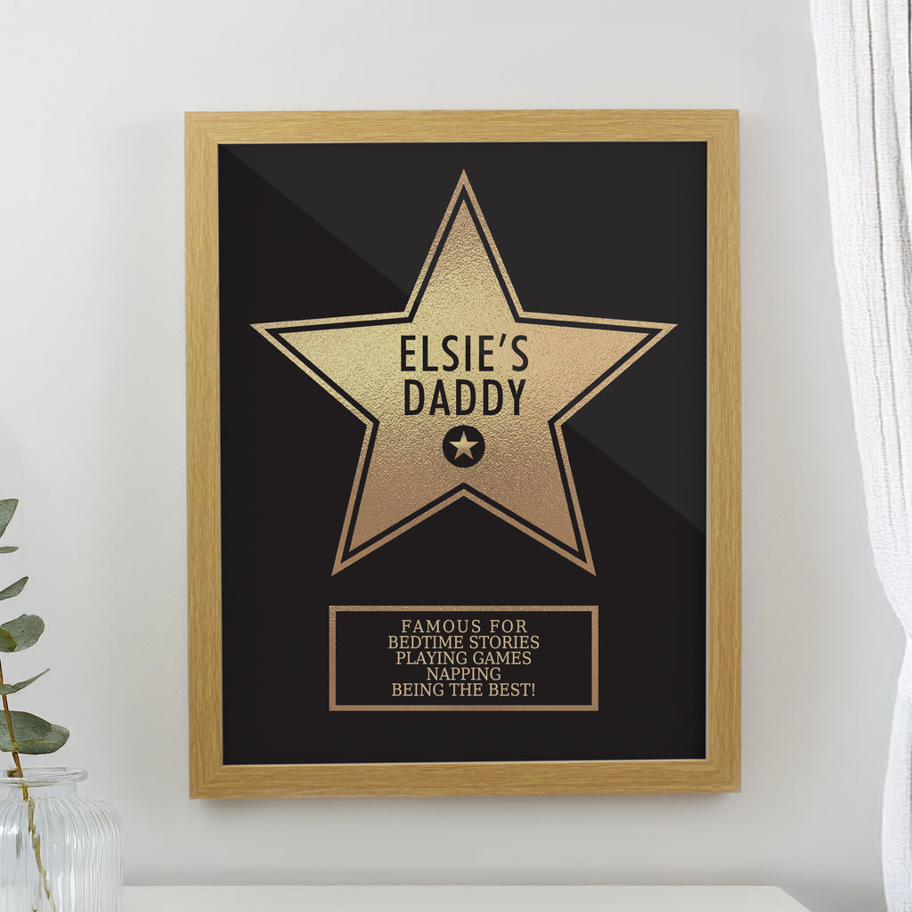 Personalised Star Award Oak Poster Frame - Buy Framed Prints at GiftMasters.co.uk