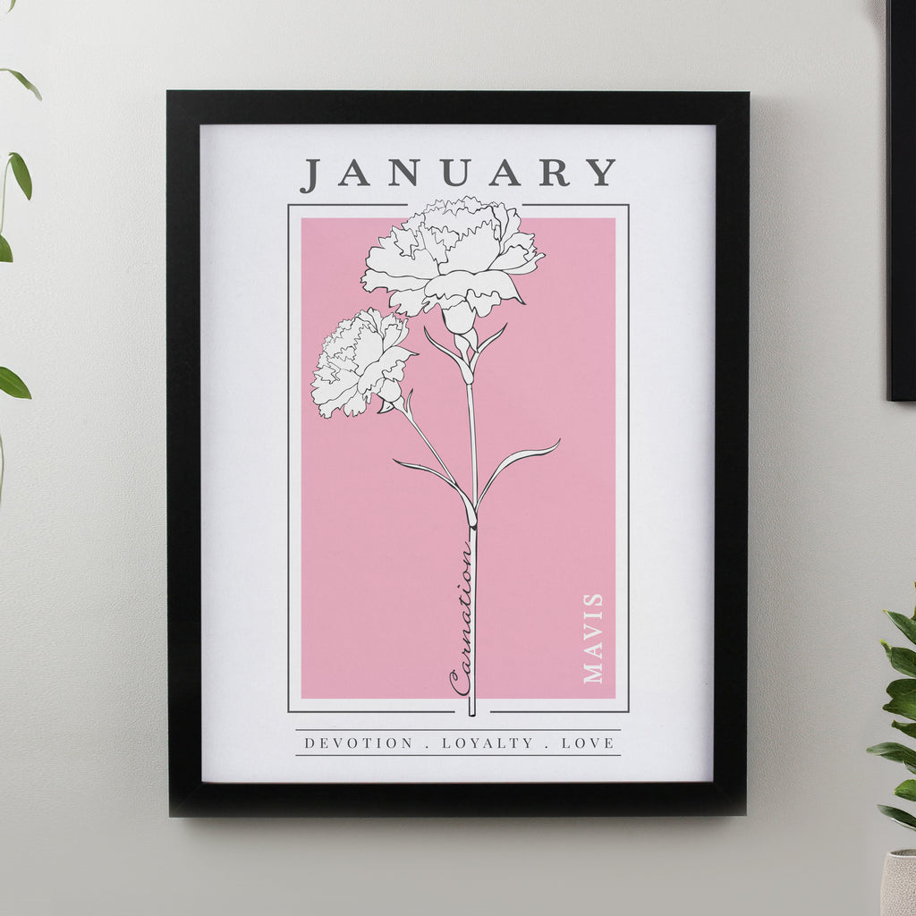 Personalised Birth Flower Black Poster Frame - Buy Framed Prints at GiftMasters.co.uk