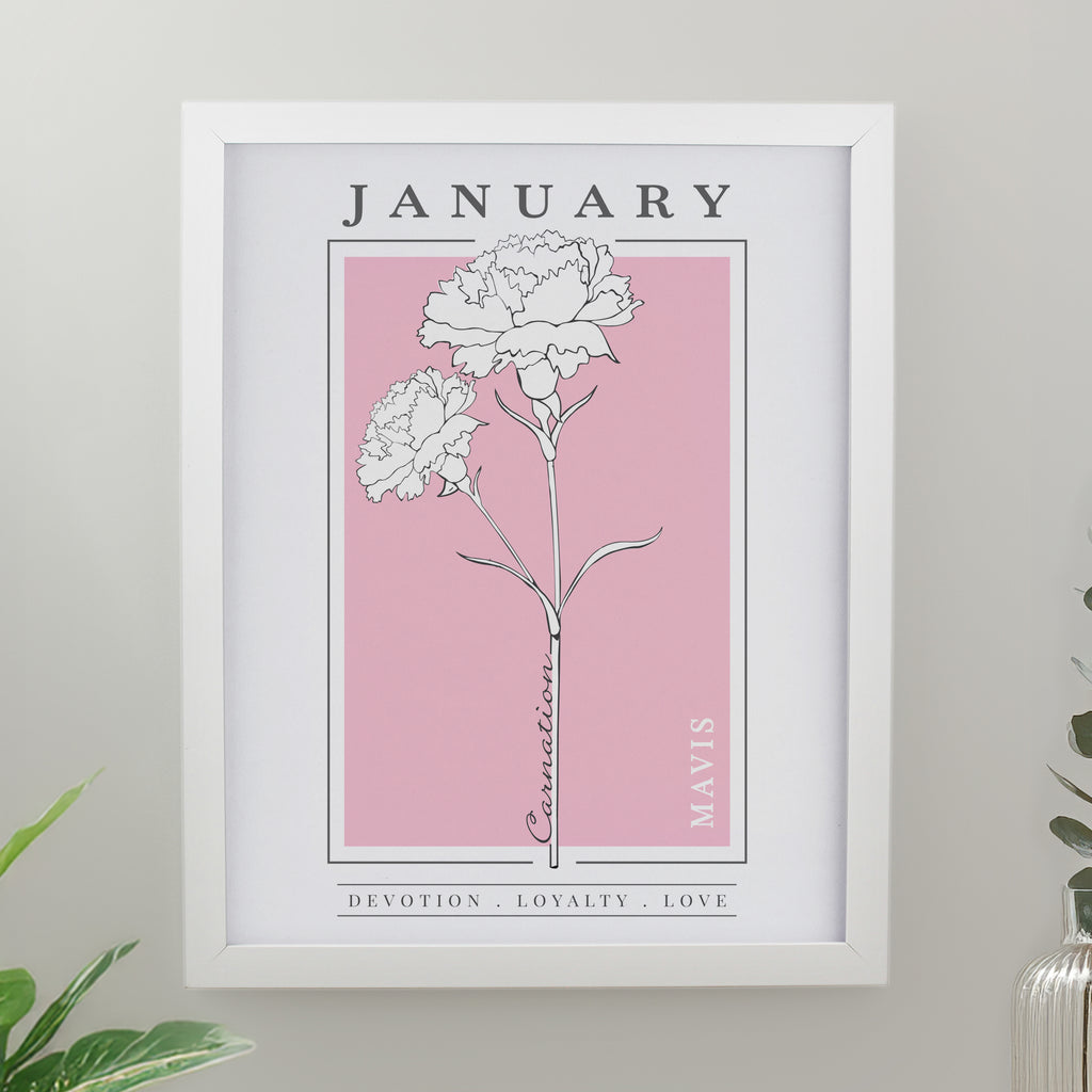 Personalised Birth Flower White Poster Frame - Buy Framed Prints at GiftMasters.co.uk