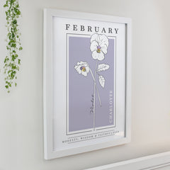 Personalised Birth Flower White Poster Frame
