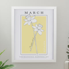 Personalised Birth Flower White Poster Frame
