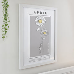 Personalised Birth Flower White Poster Frame