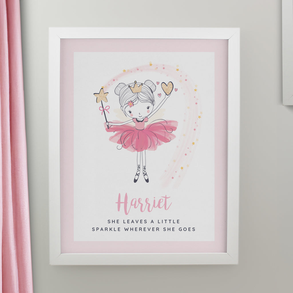 Personalised Princess Ballerina White Poster Frame - Buy Framed Prints at GiftMasters.co.uk