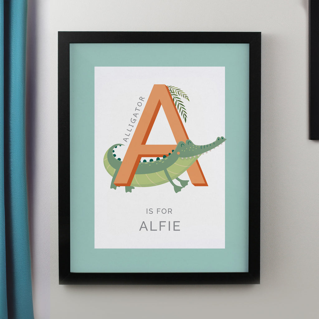 Personalised Animal Alphabet Black Poster Frame - Buy Framed Prints at GiftMasters.co.uk