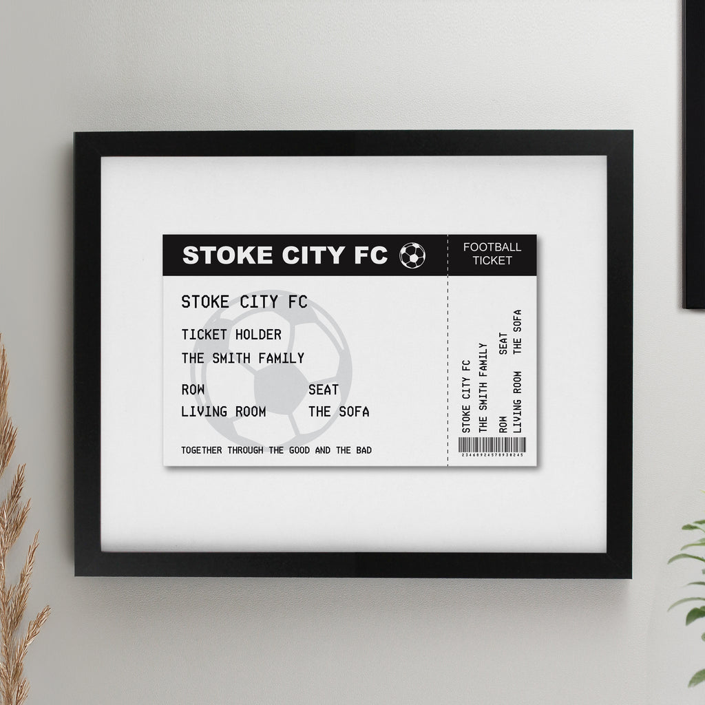 Personalised Football Ticket Black Poster Frame - Buy Framed Prints at GiftMasters.co.uk