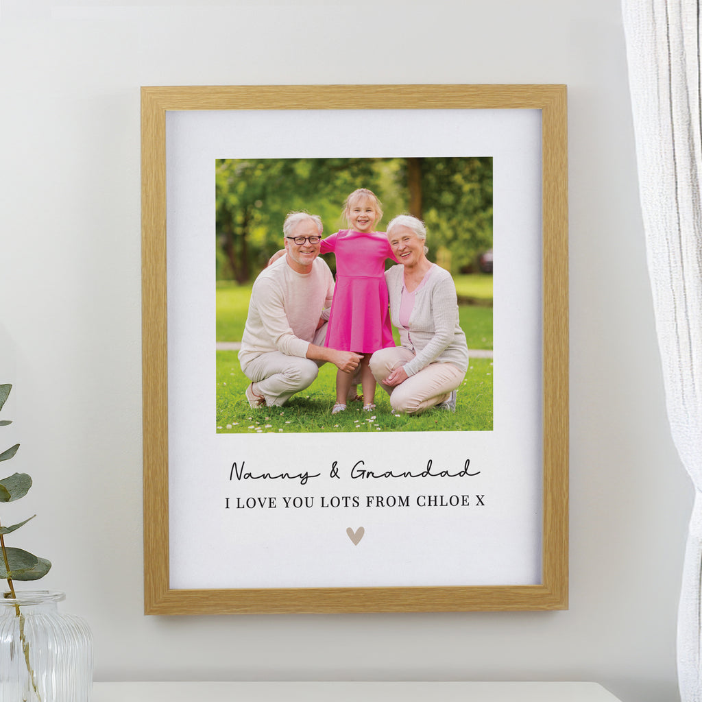 Personalised Heart Photo Upload Oak Poster Frame - Buy Framed Prints at GiftMasters.co.uk