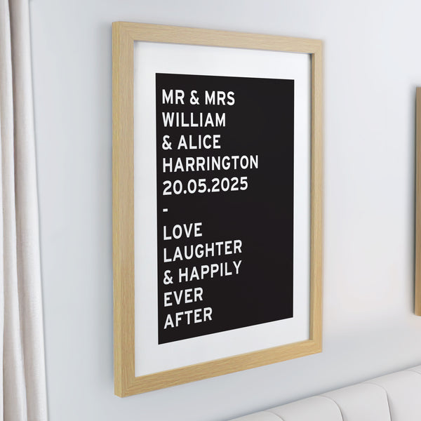 Personalised Typography Oak Poster Frame