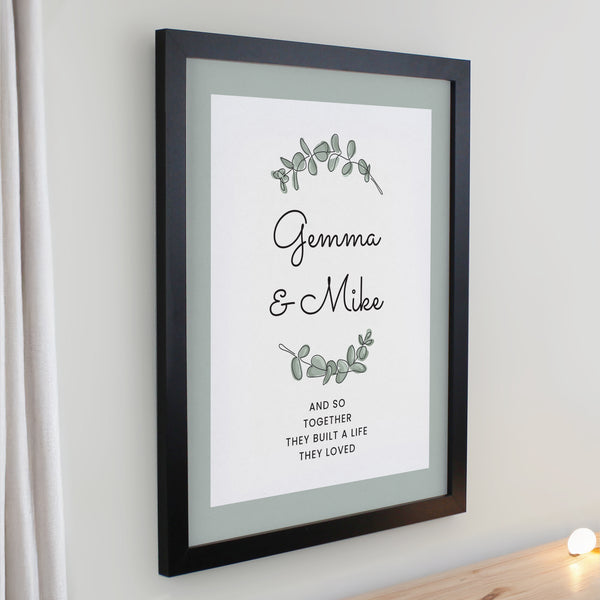 Personalised Botanical Black Poster Frame