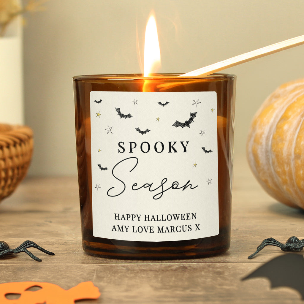 Personalised Spooky Amber Glass Candle - Buy Candles & Reed Diffusers at GiftMasters.co.uk