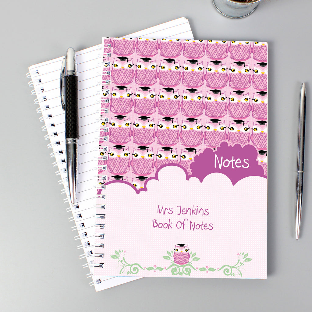 Personalised Miss Owl Teacher A5 Notebook - Buy Stationery & Pens at GiftMasters.co.uk
