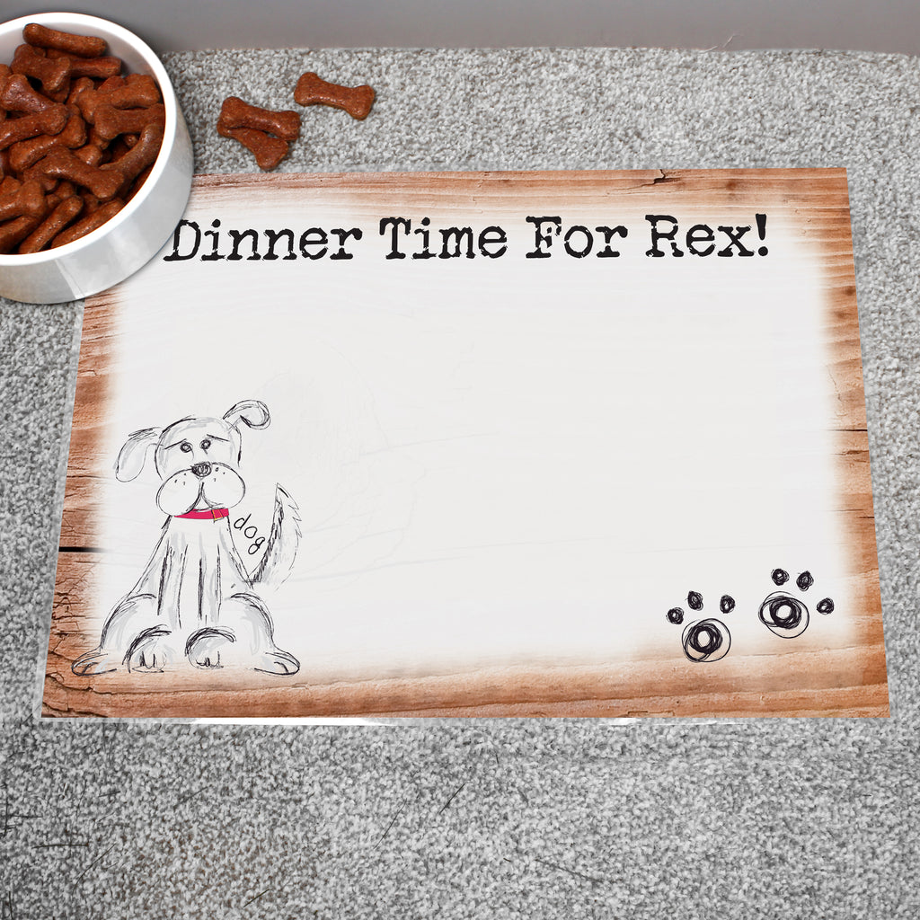 Personalised Scribble Dog Pet Bowl Mat - Buy Pet Gifts at GiftMasters.co.uk