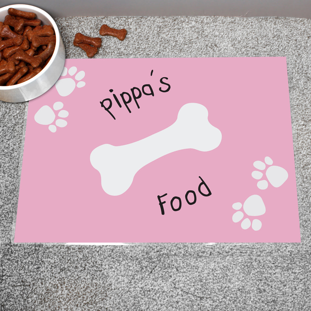 Personalised Pink Paw Print Dog Placemat - Buy Mealtime Essentials at GiftMasters.co.uk
